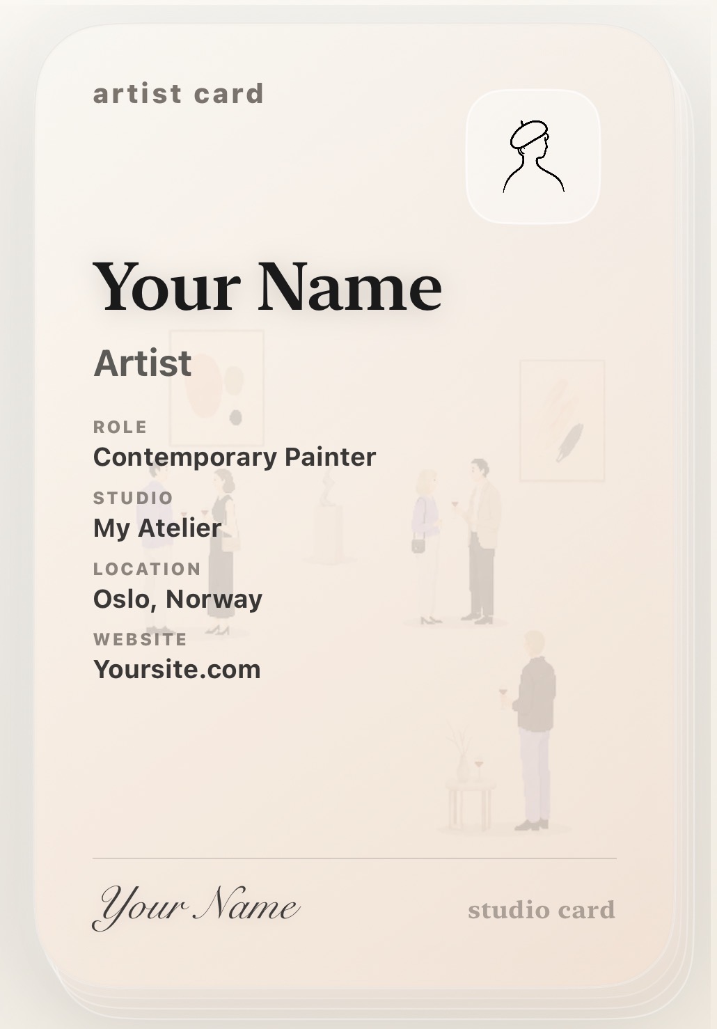 Artist profile card in the Studio Card app